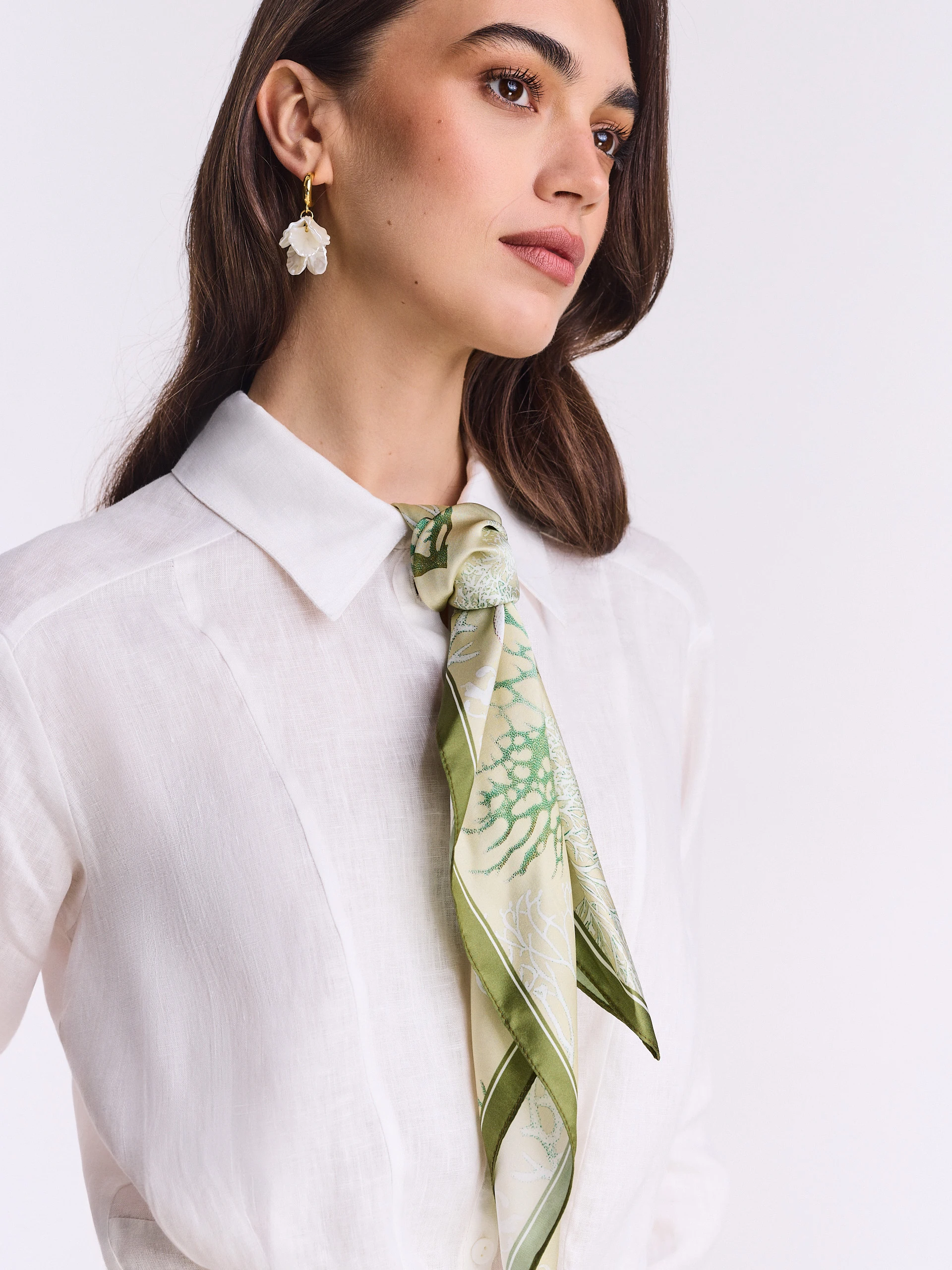 Silk scarf with a shell and coral pattern