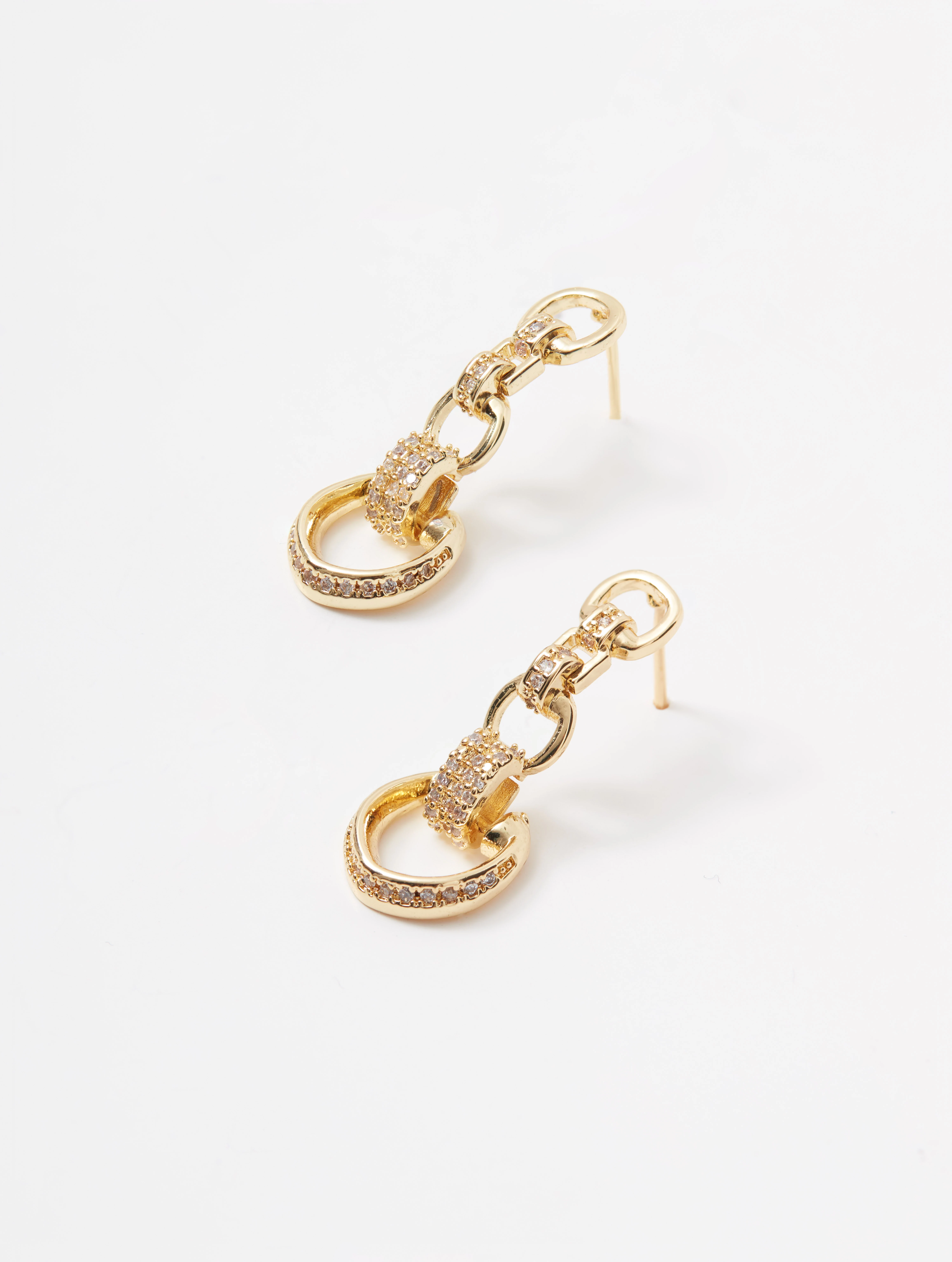 Gold-plated earrings with white zircons