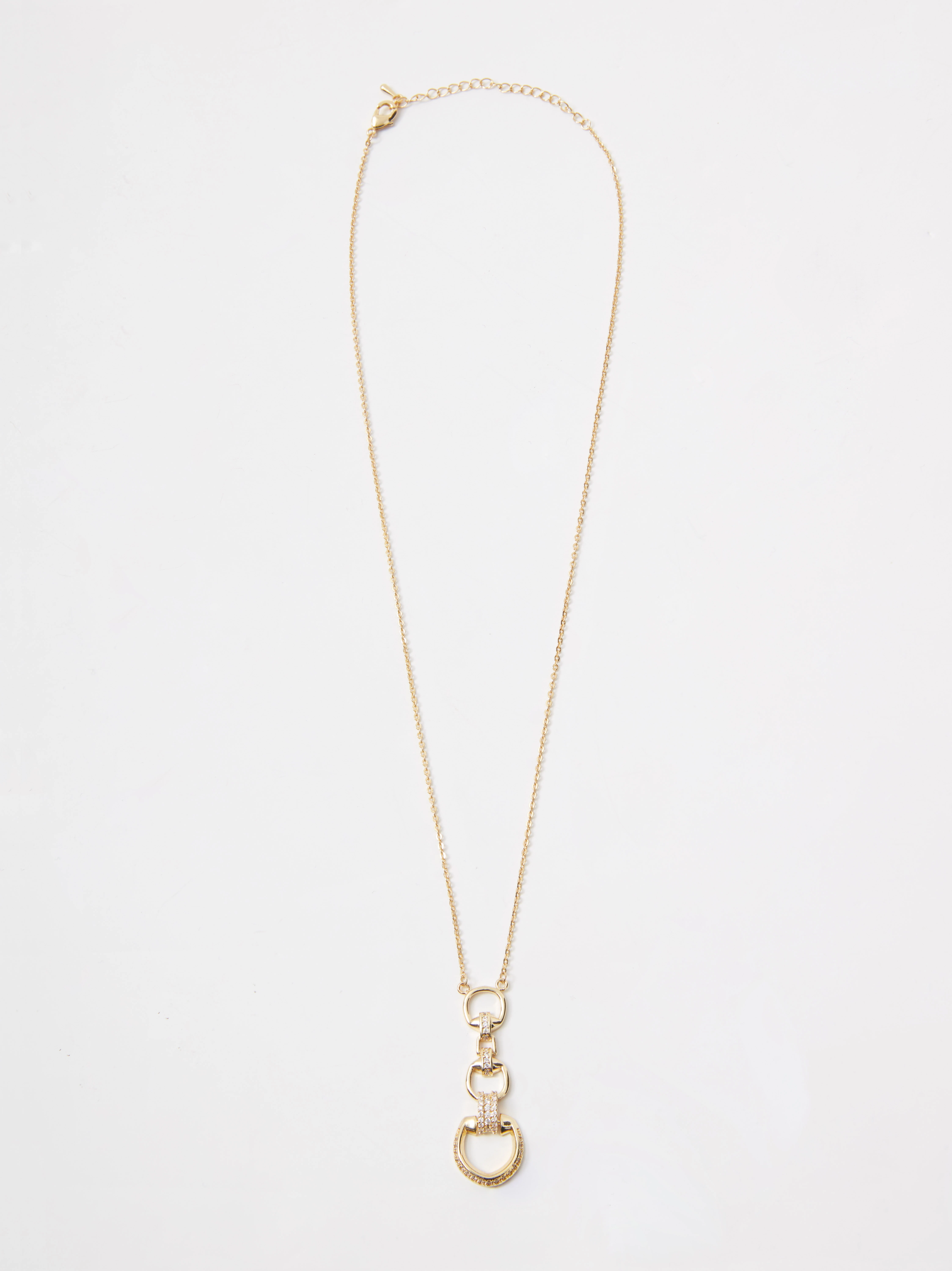 Gold-plated necklace with a decorative pendant with cubic zirconias