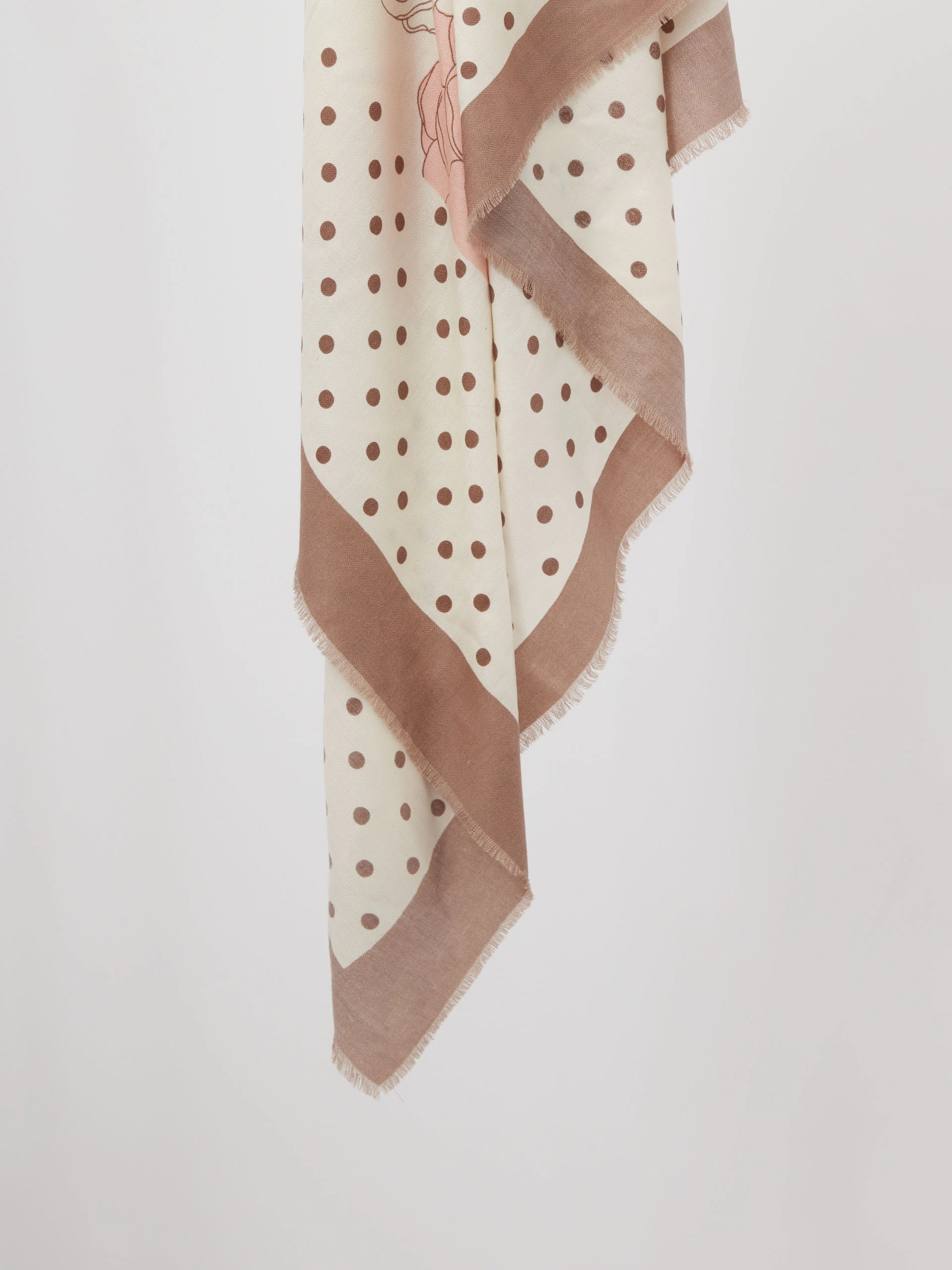 Square patterned wool and silk scarf