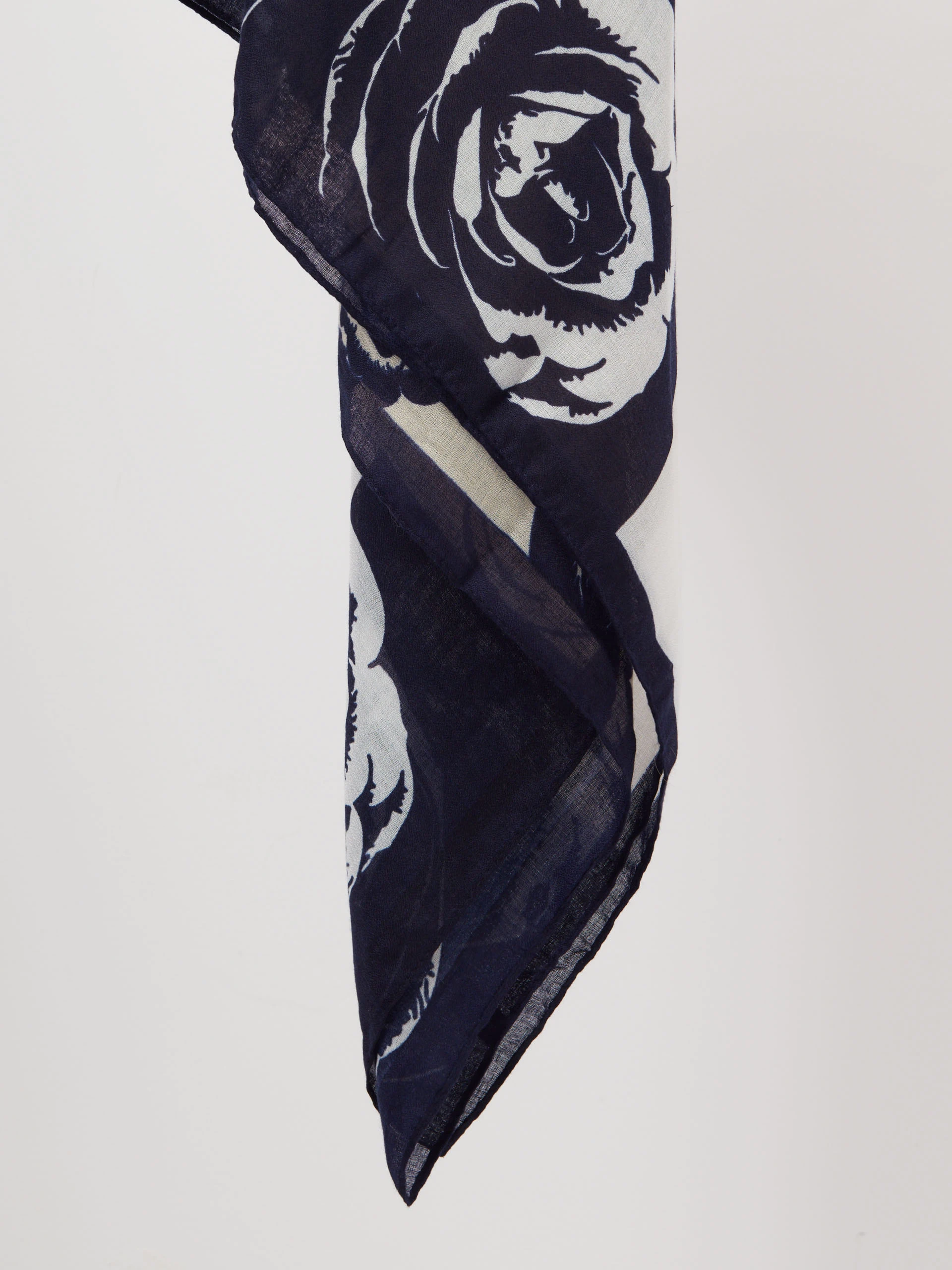 Light navy blue scarf with roses