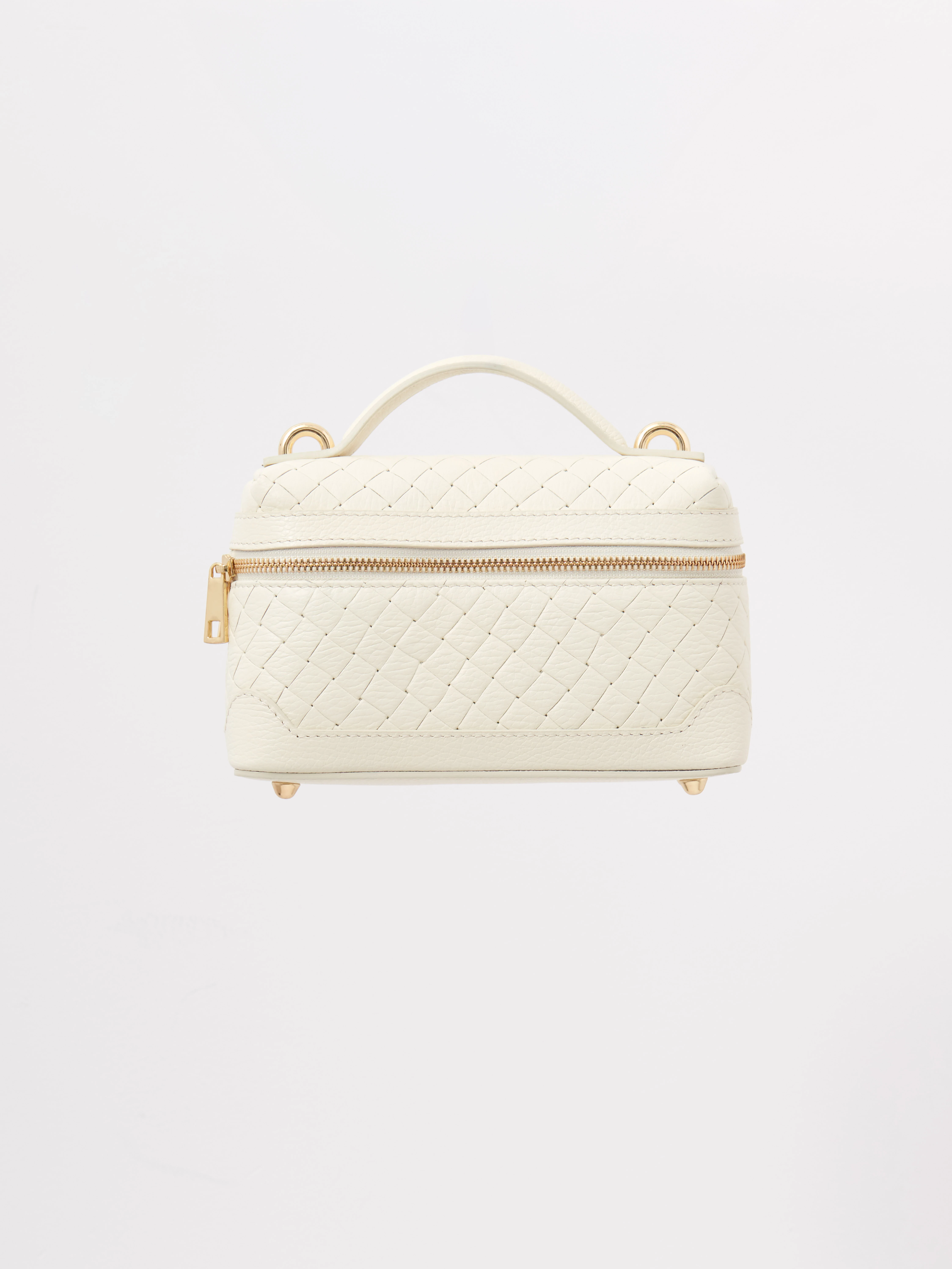Cream-colored quilted satchel