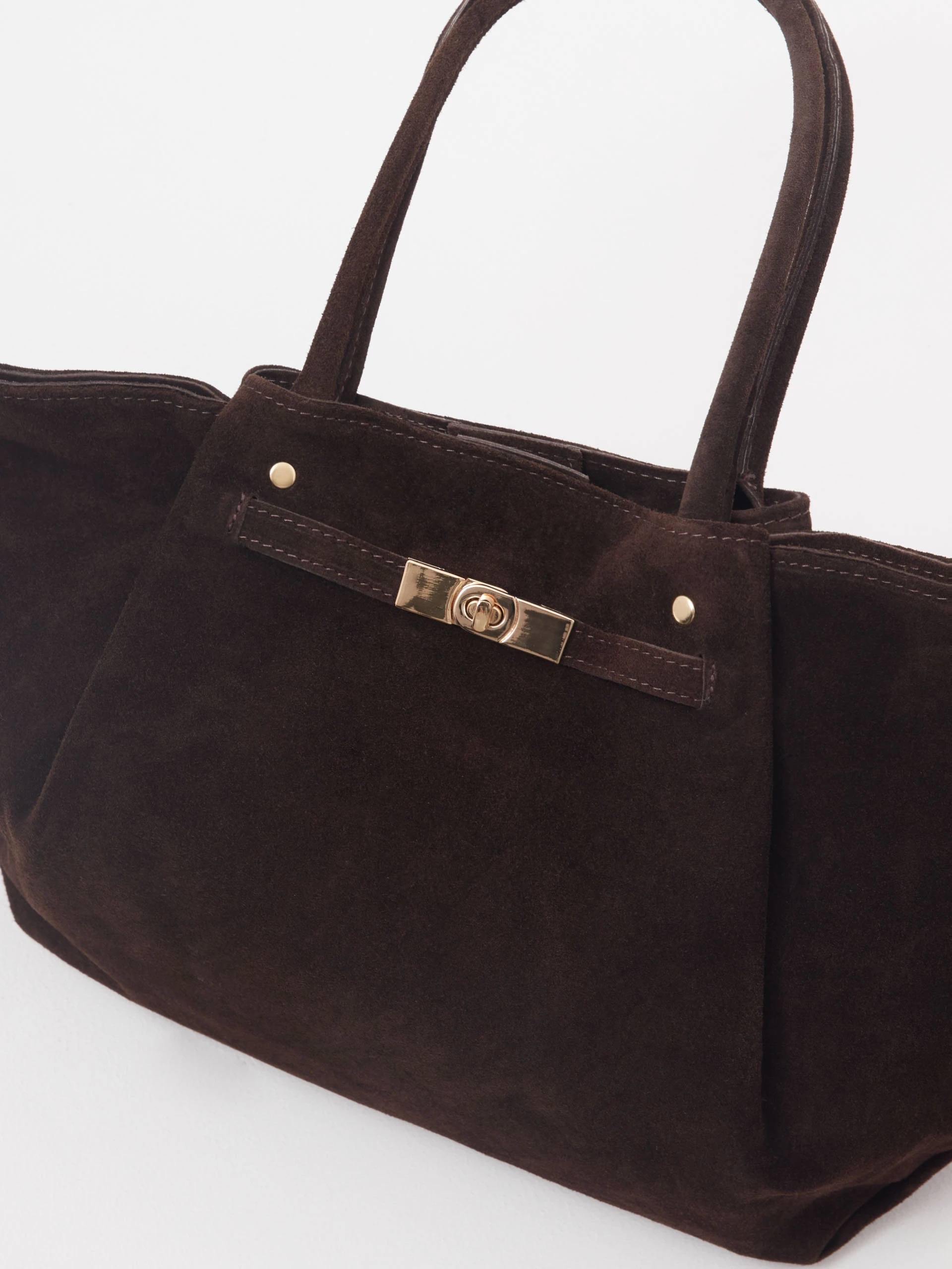 Leather chocolate shopper bag