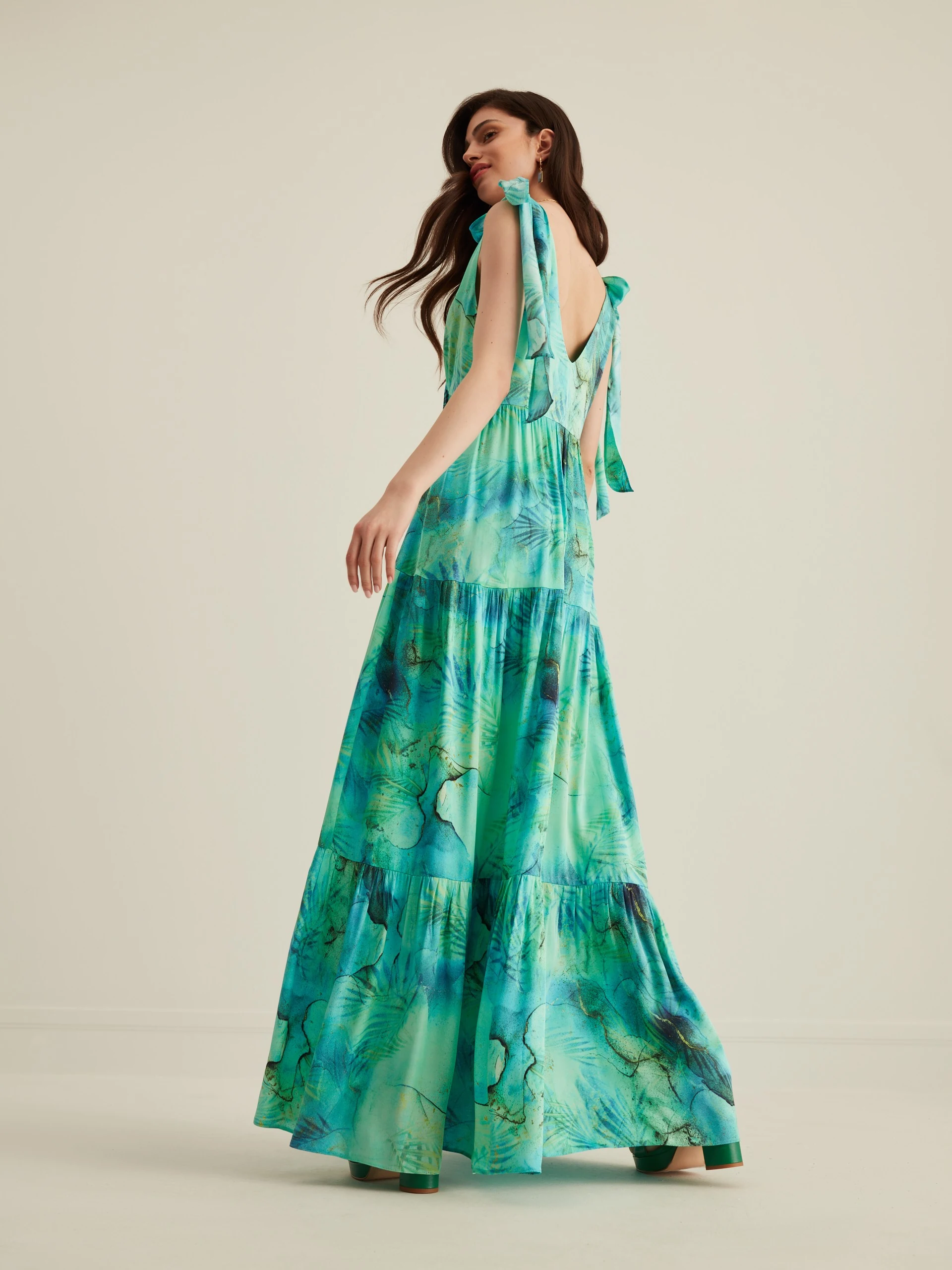LONG DRESS WITH SHOULDER TIES