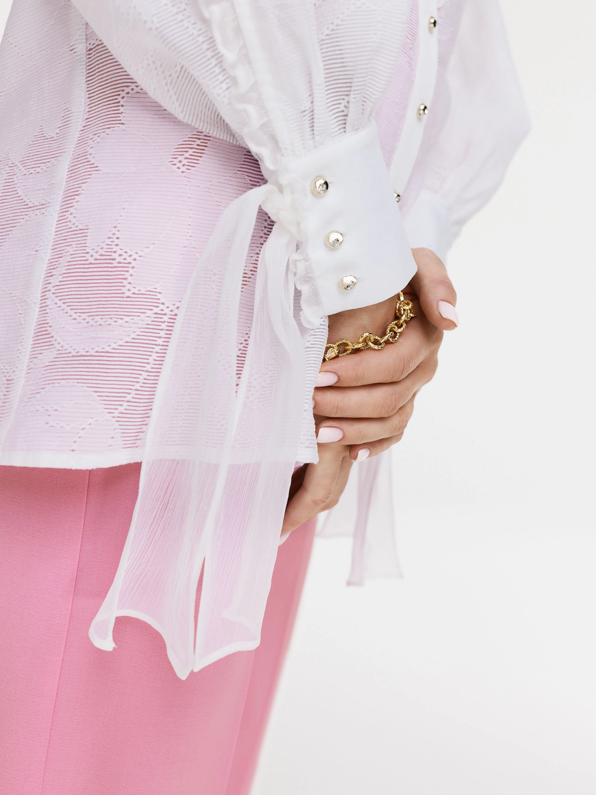 White shirt in openwork fabric