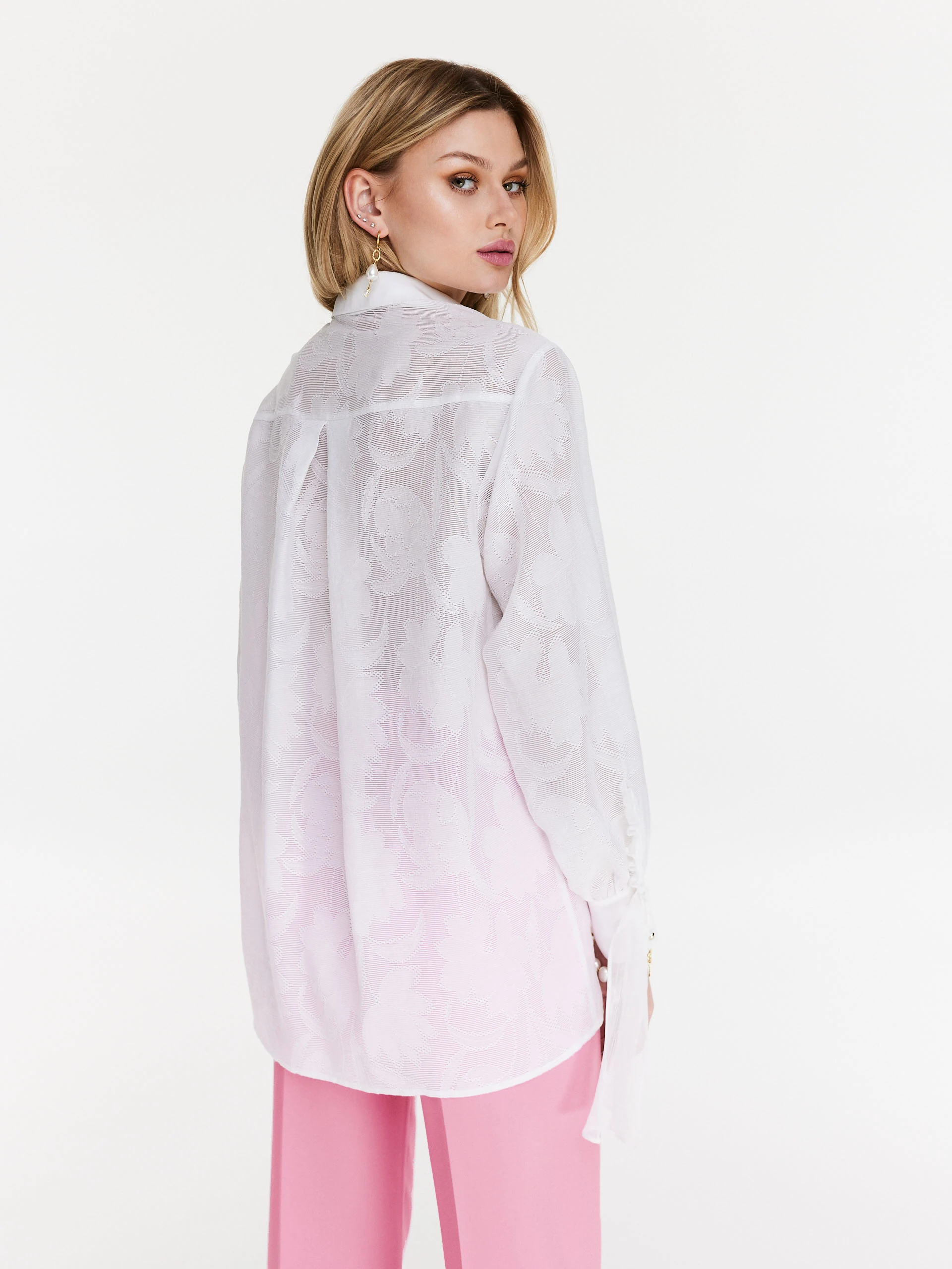 White shirt in openwork fabric