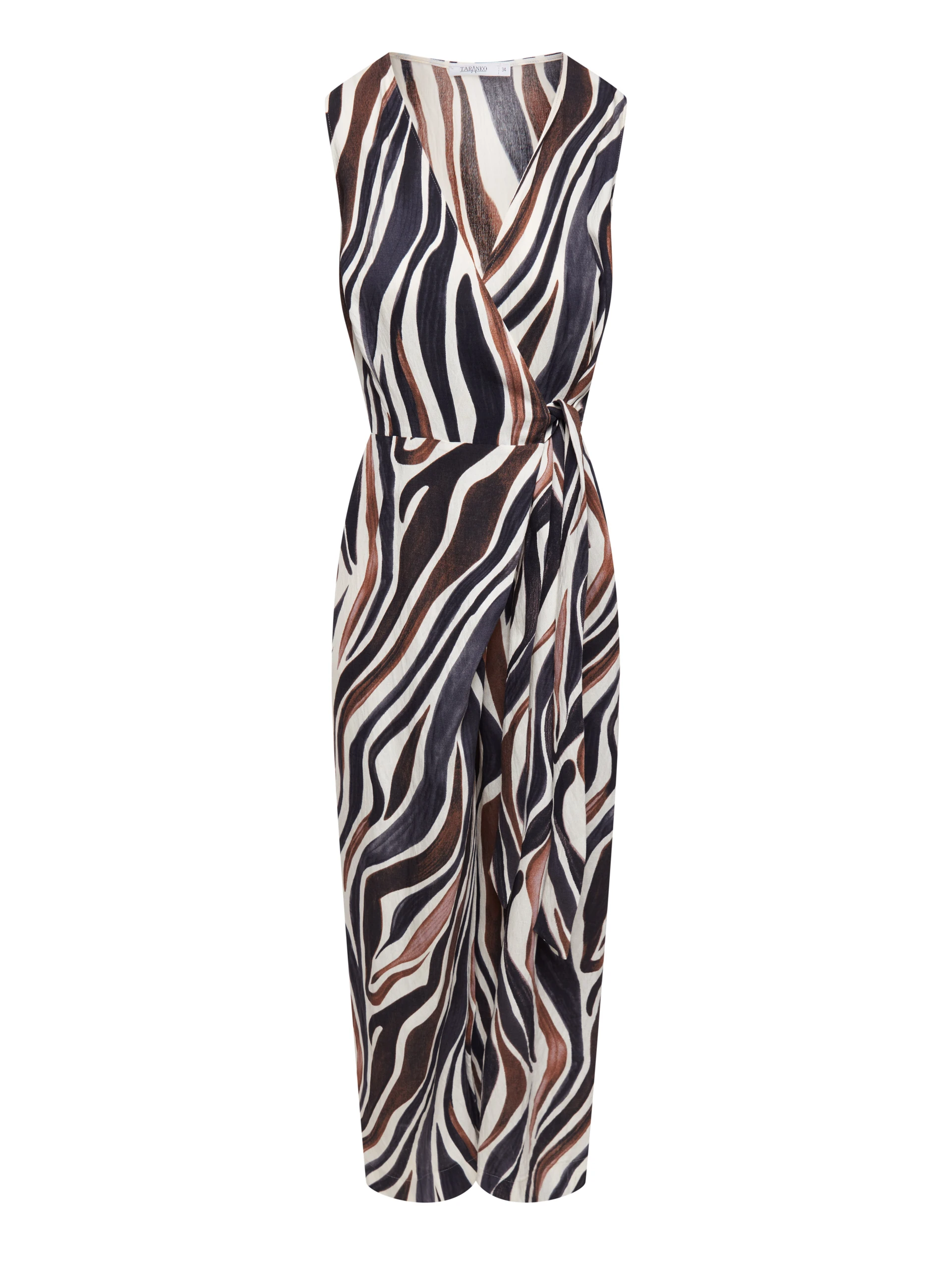 Long, breathable jumpsuit with a zebra print