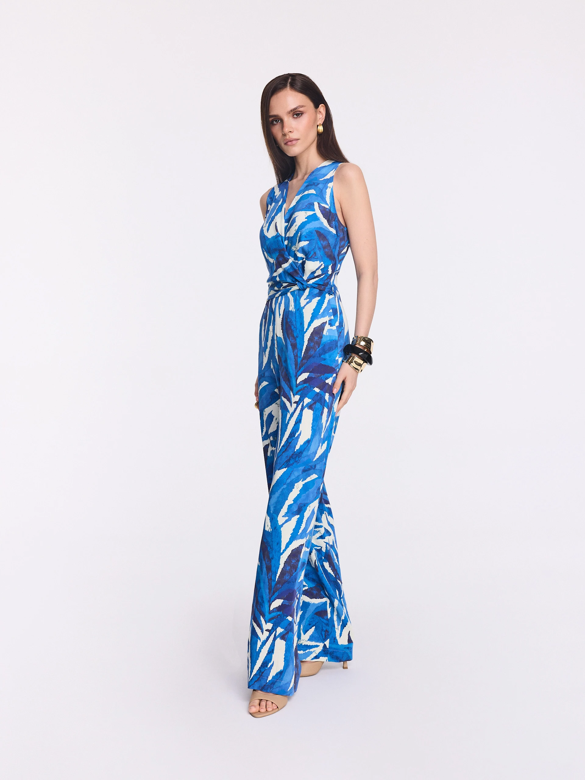 Blue-patterned jumpsuit