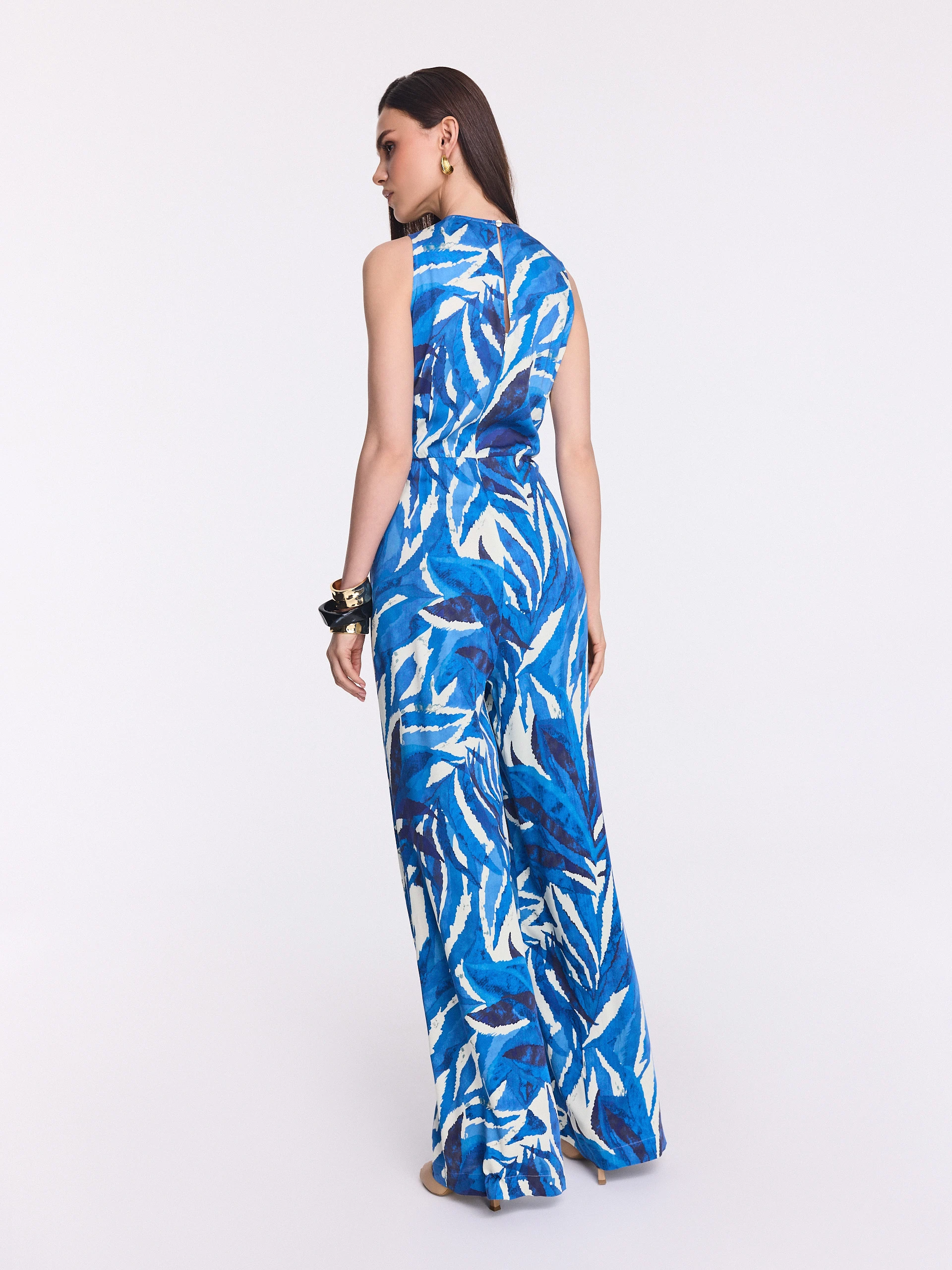 Blue-patterned jumpsuit