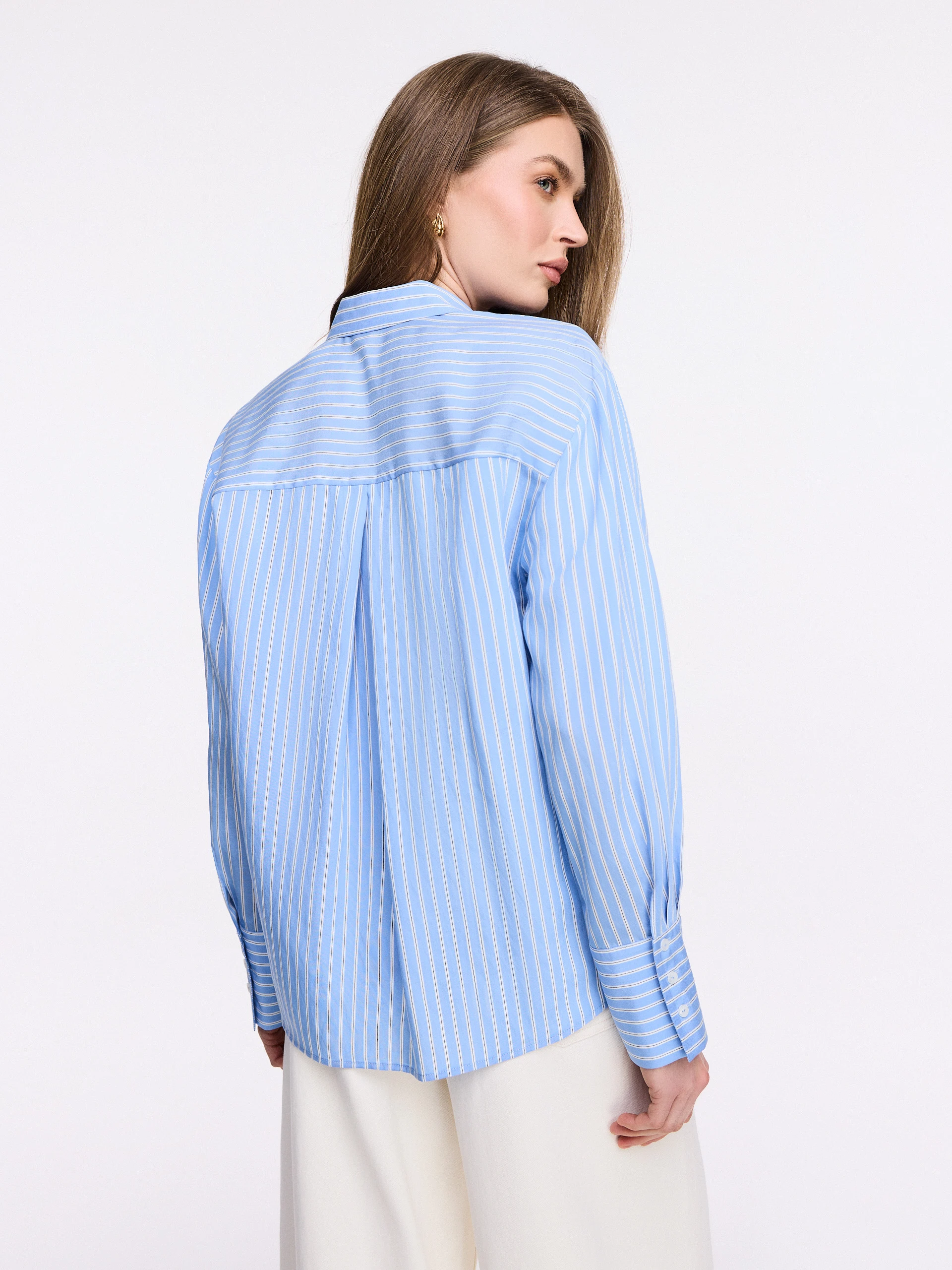 Blue striped shirt with wide cuffs