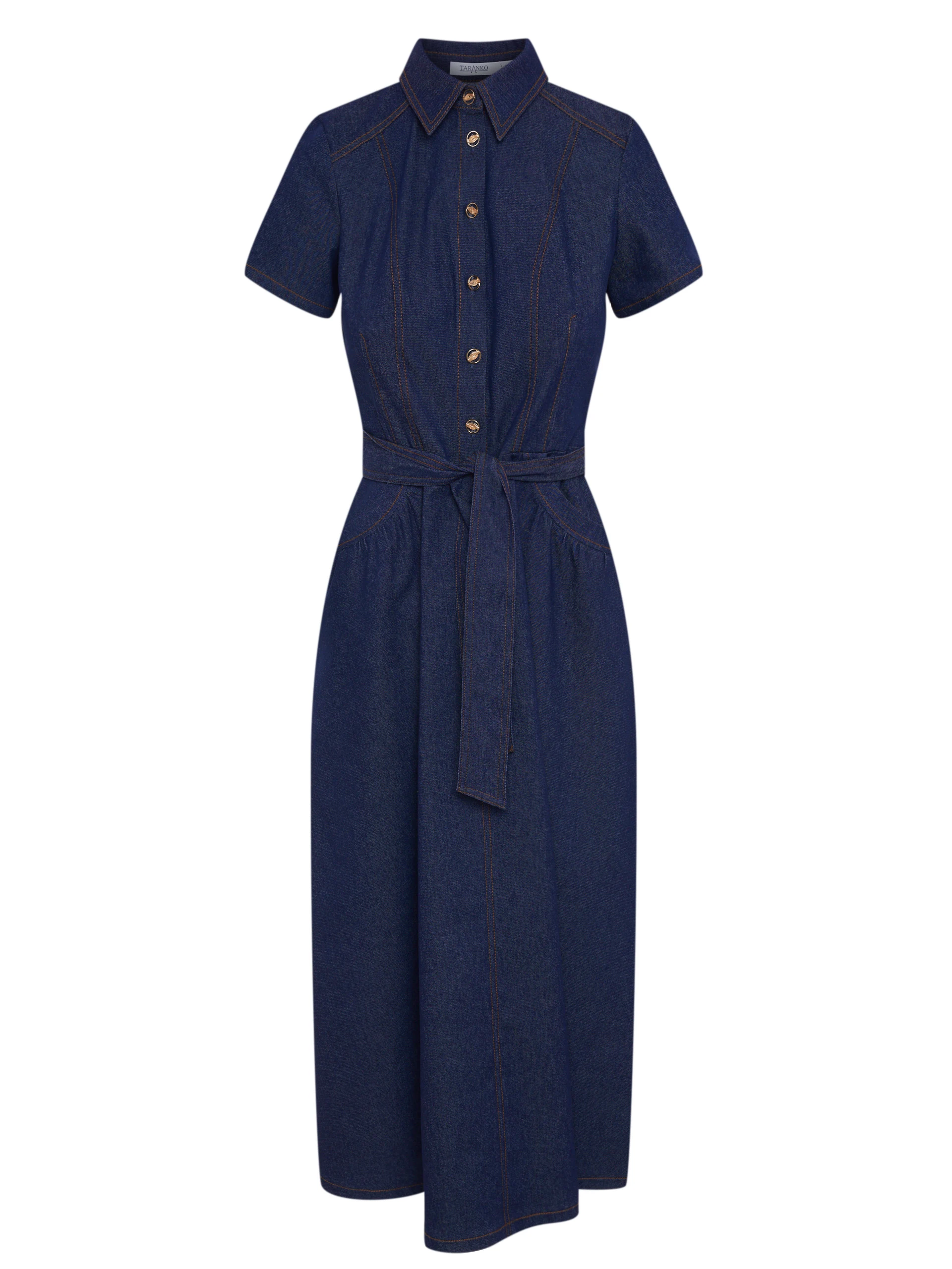 Denim dress with short sleeves