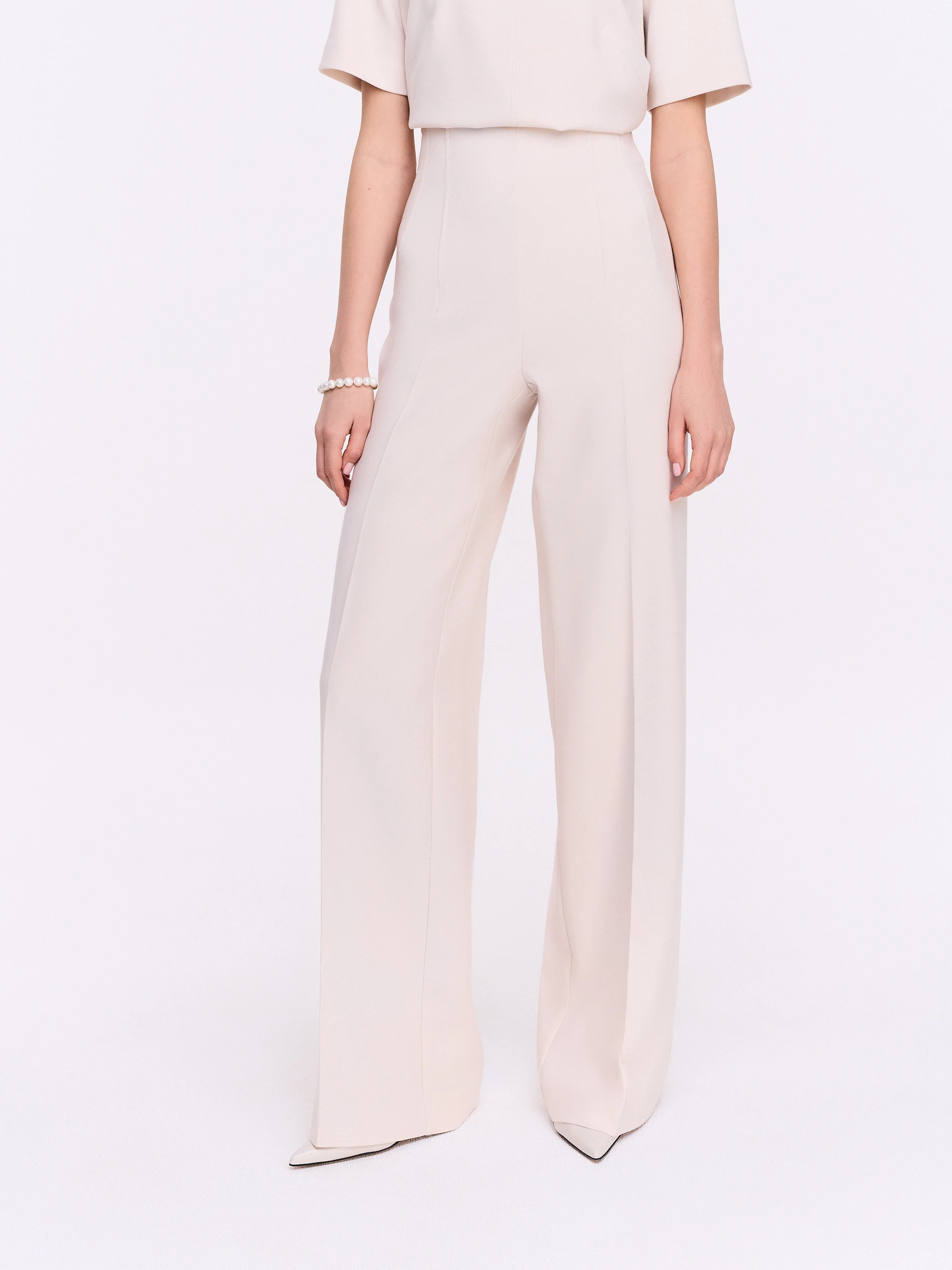 Beige wide-leg pants