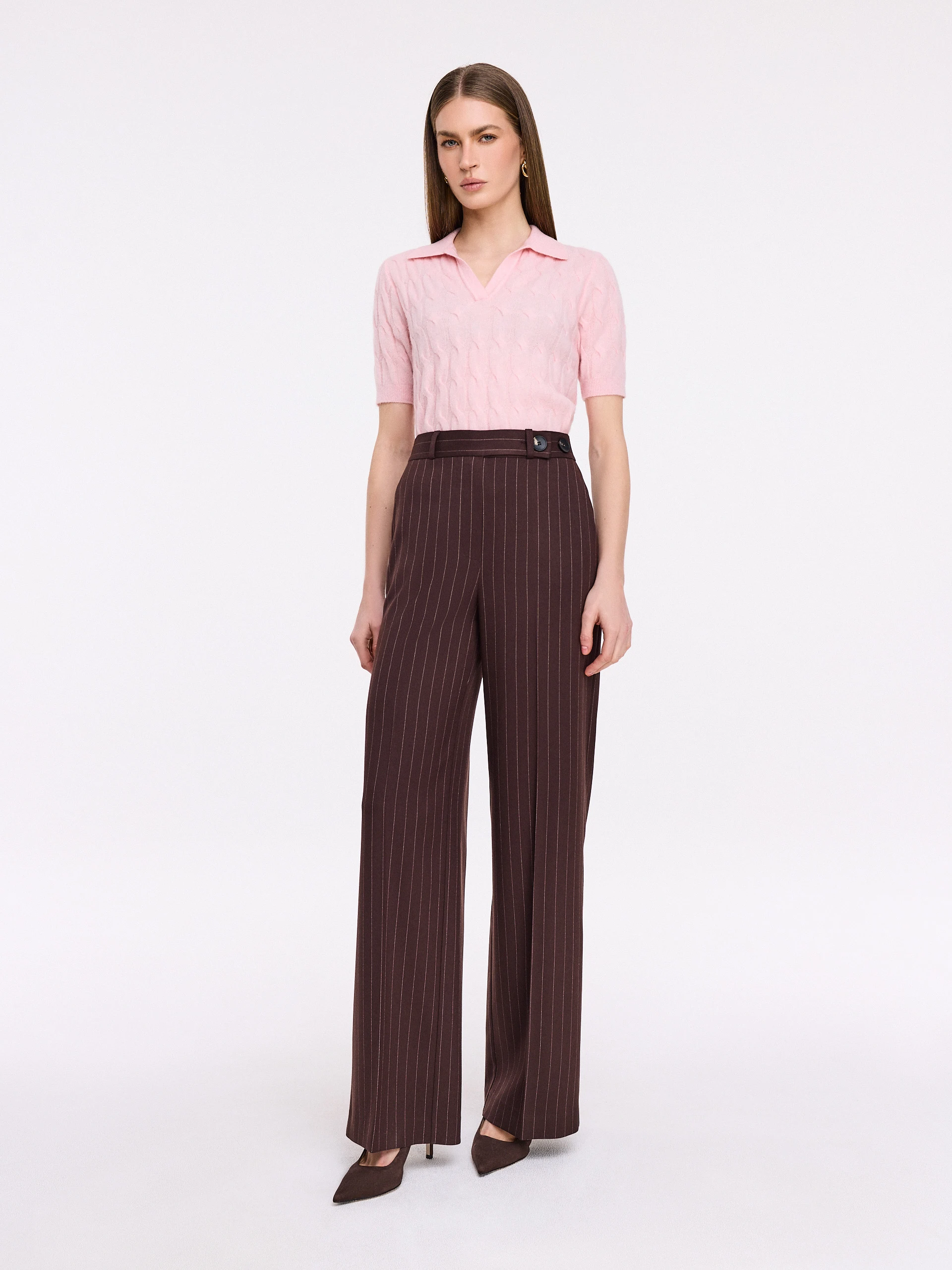 Chocolate pants with delicate stripes