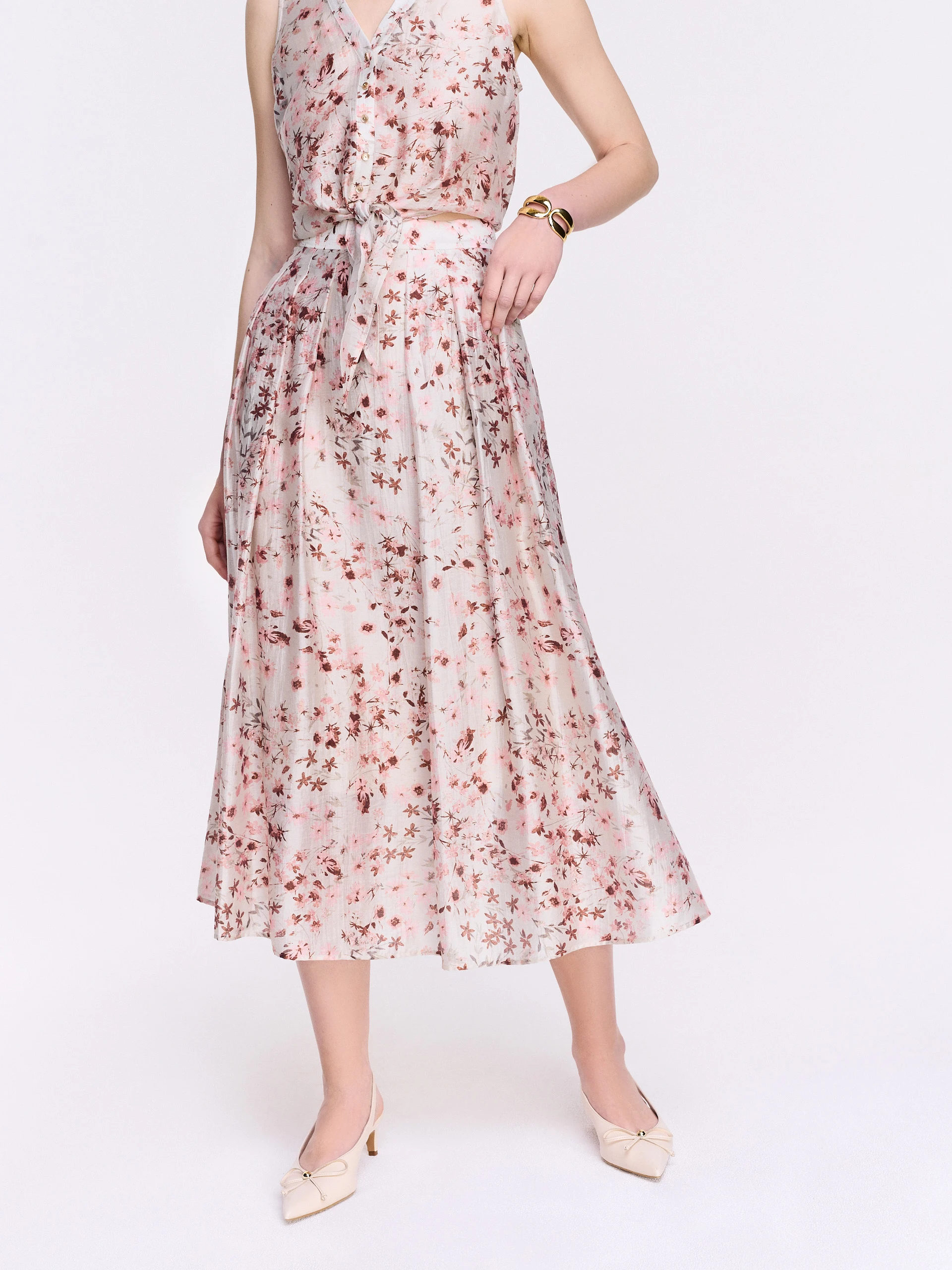Midi skirt made of lyocell with a floral print