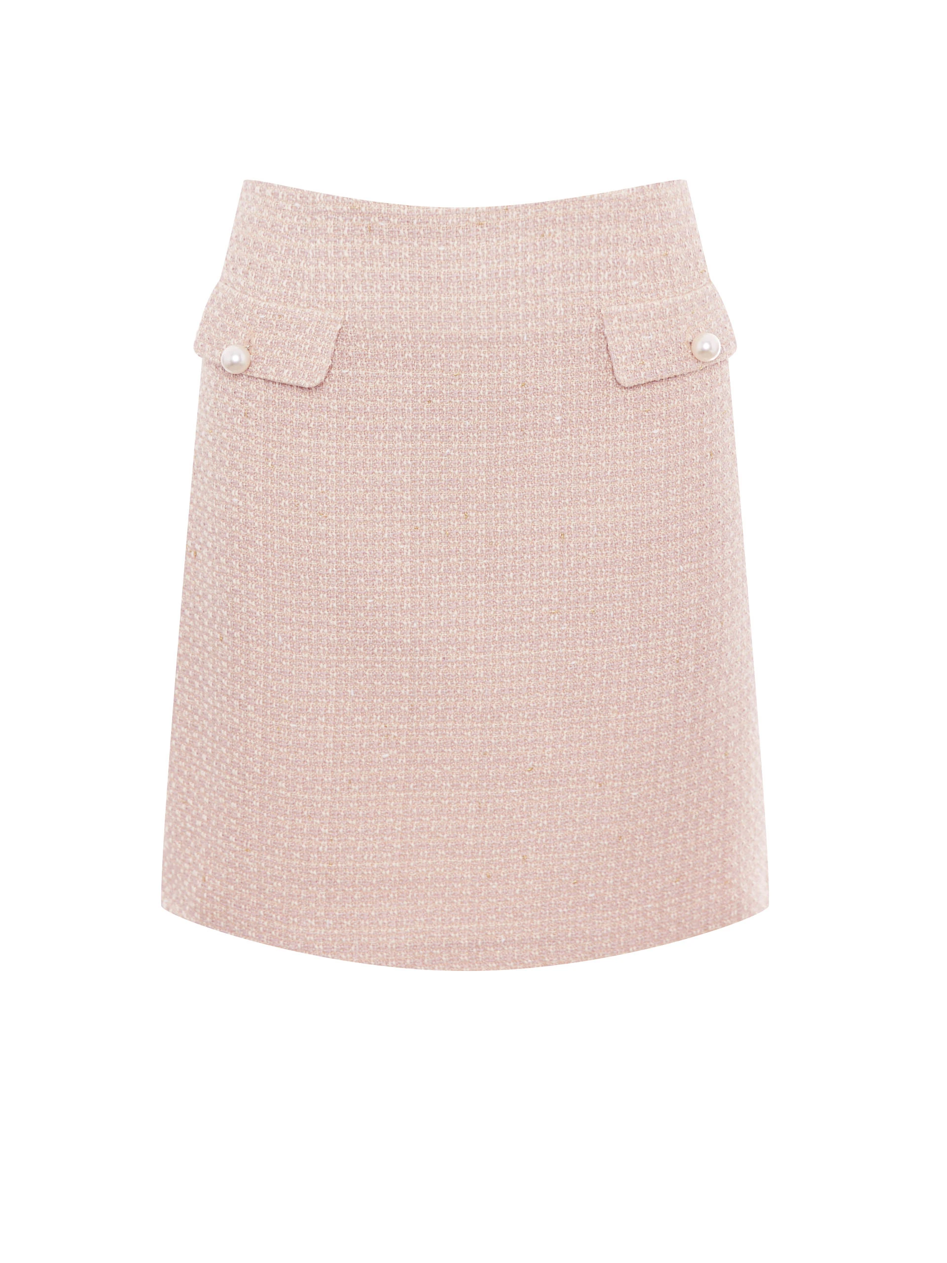 Short beige tweed skirt