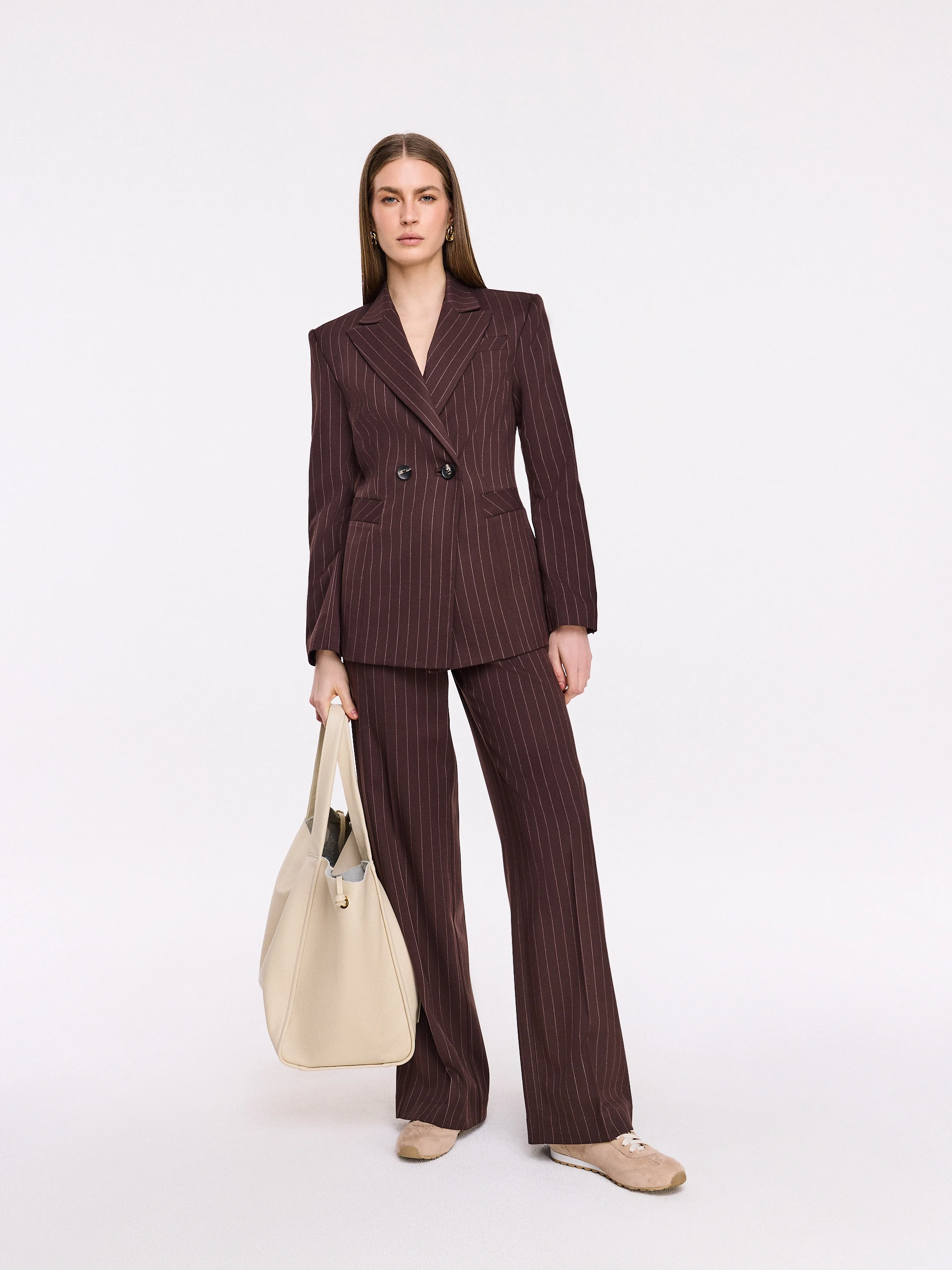 Chocolate jacket with delicate stripes