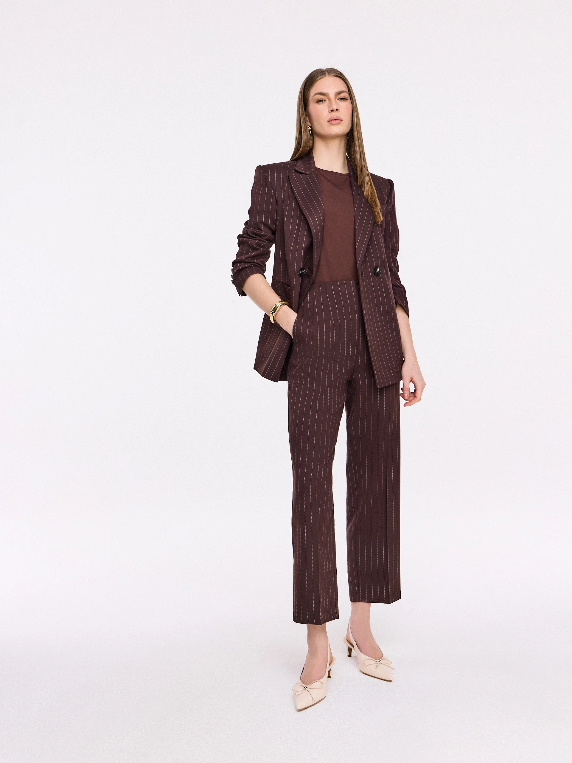 Chocolate jacket with delicate stripes