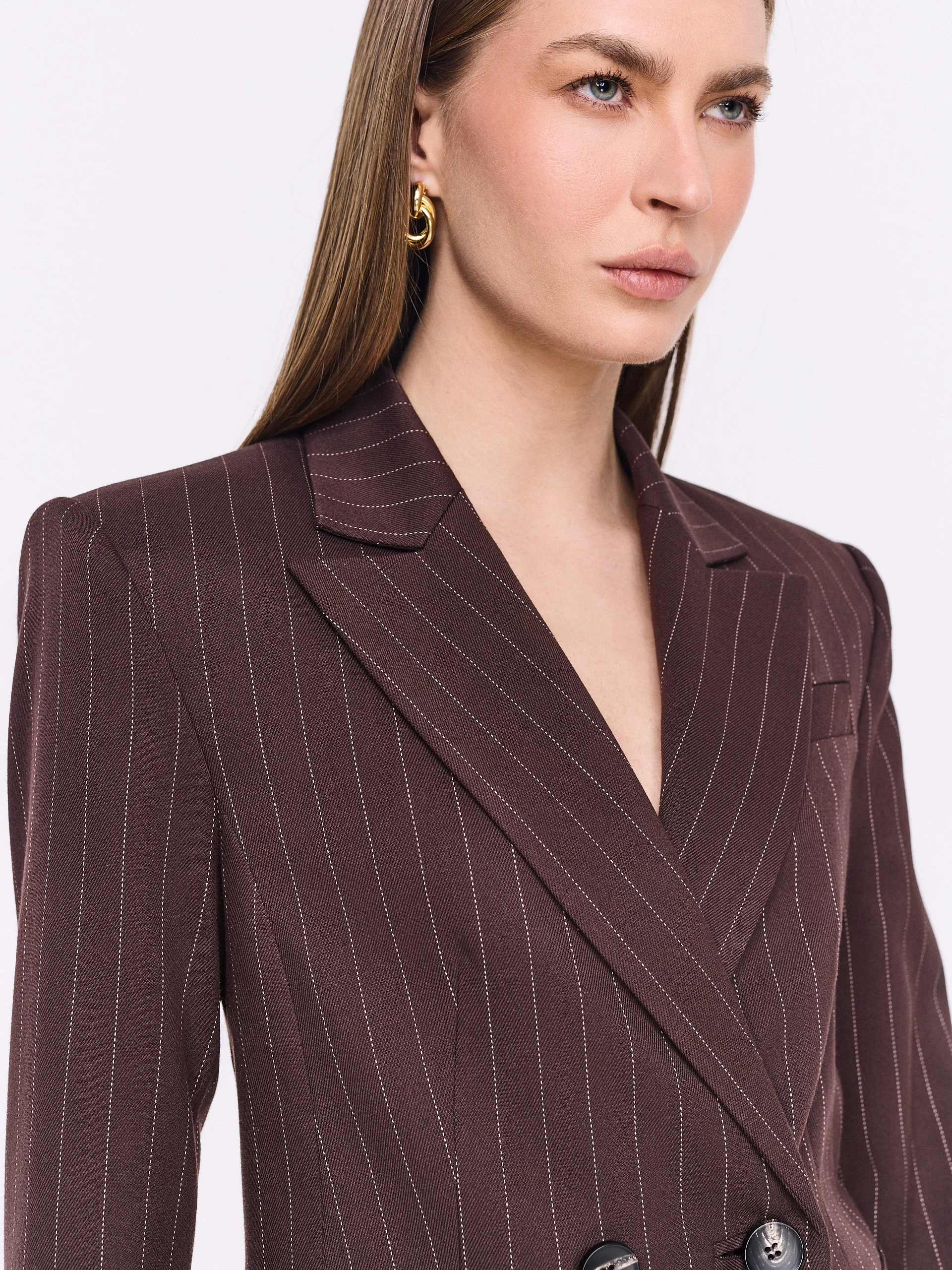 Chocolate jacket with delicate stripes