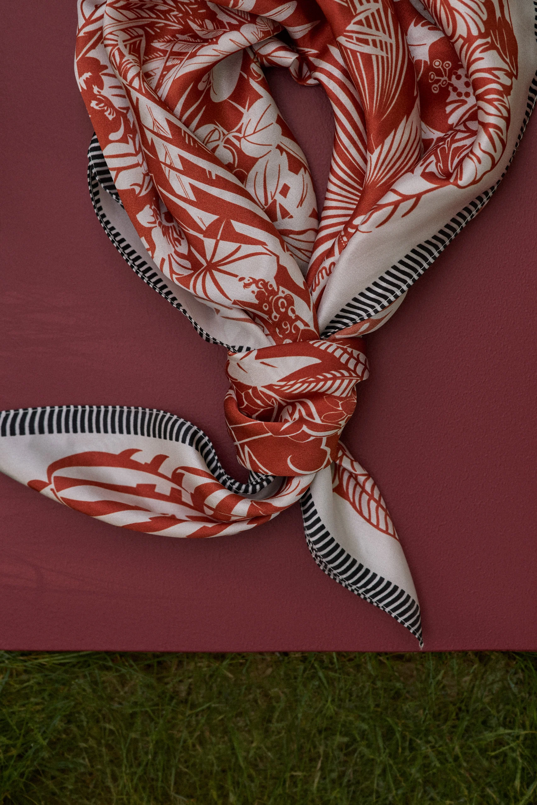 A silk scarf with floral patterns