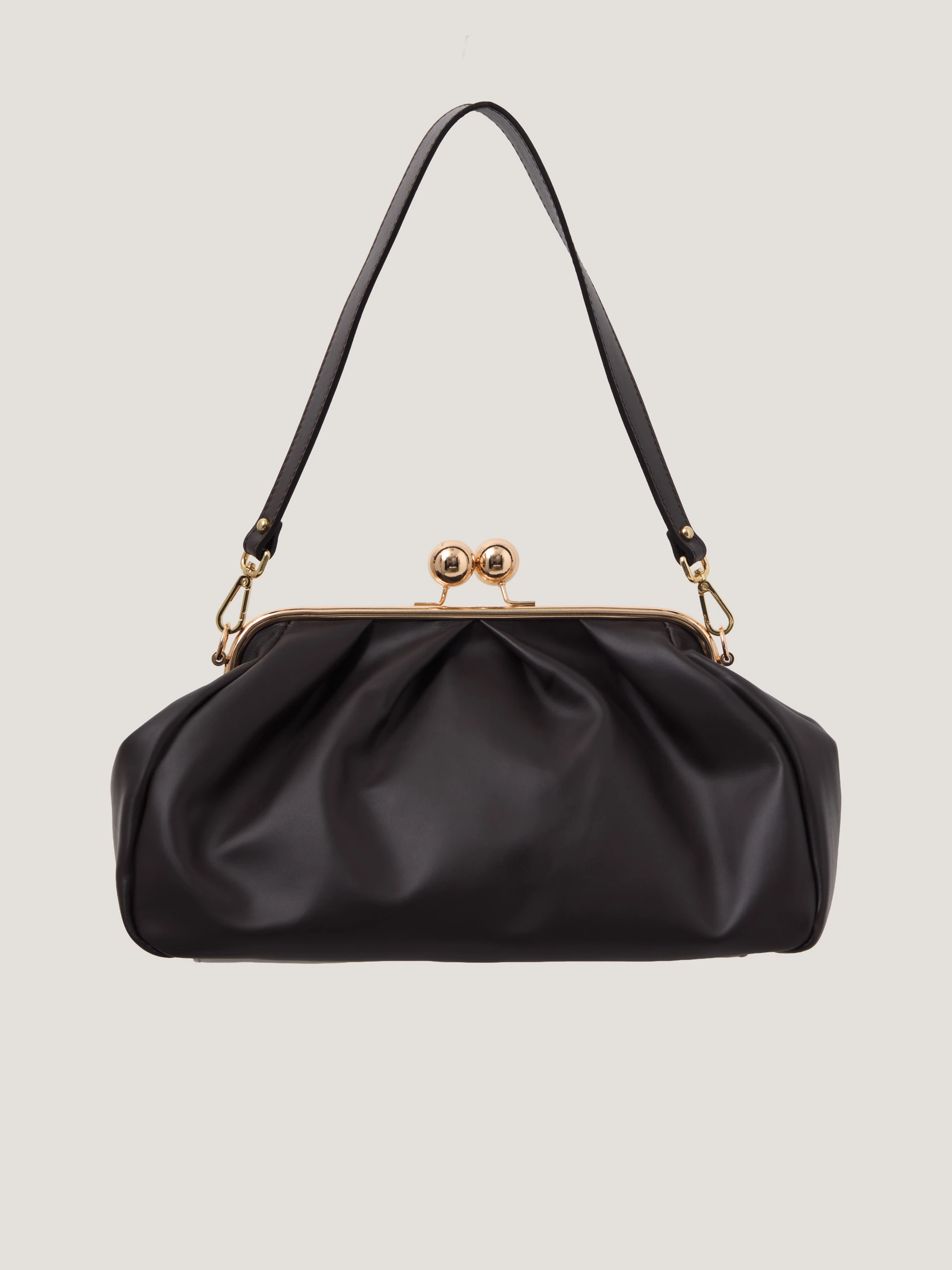 A dark chocolate-coloured leather handbag