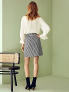 TRAPEZE SKIRT WITH PEPITA PATTERN