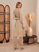 BEIGE TIED DRESS