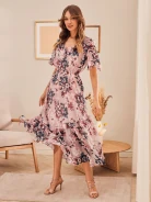 PINK DRESS WITH RUFFLES