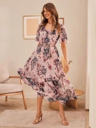 PINK DRESS WITH RUFFLES