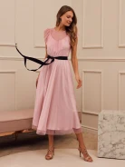PINK DRESS WITH BLACK SASH