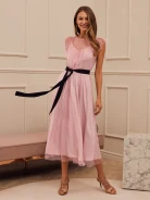 PINK DRESS WITH BLACK SASH