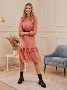 PEACH DRESS WITH FRILLS
