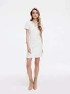 Beige dress with short sleeves