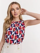 White blouse in geometric print