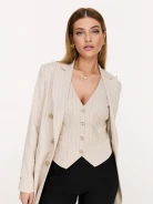 Elegant beige vest with fine stripe pattern