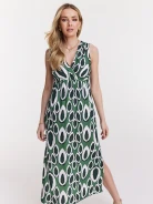 Green dress with a slit on the side