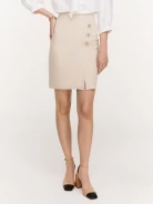 Striped pencil pleated skirt