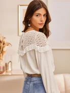 WHITE BLOUSE WITH CROCHET TOP