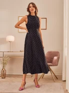 SATIN DRESS WITH PEAS
