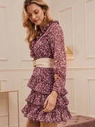 PINK DRESS WITH FINE FLORAL PATTERN