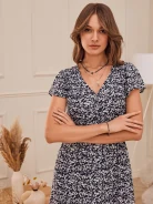 NAVY BLUE DRESS WITH SMALL FLOWERS