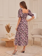PURPLE DRESS WITH SMALL FLOWERS