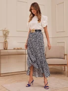 NAVY BLUE SKIRT WITH SMALL FLOWERS