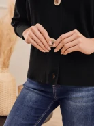 BLACK BUTTON-DOWN CARDIGAN