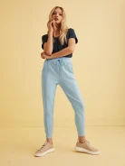 NAVY BLUE BLOUSE WITH V NECKLINE