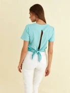 TURQUOISE CROP TOP WITH BACK TIE