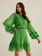 SHORT RUFFLED GREEN DRESS