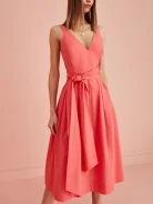 CORAL DRESS WITH TIE DETAIL
