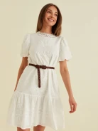 WHITE DRESS WITH SHORT SLEEVE