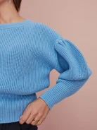 BLUE SWEATER WITH PUFF SLEEVES