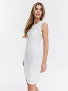 Fitted white dress above the knee
